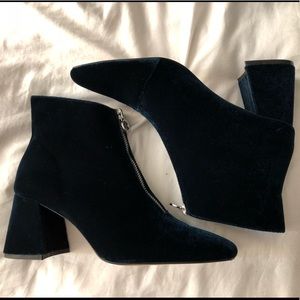 Zara Blue Velvet Booties